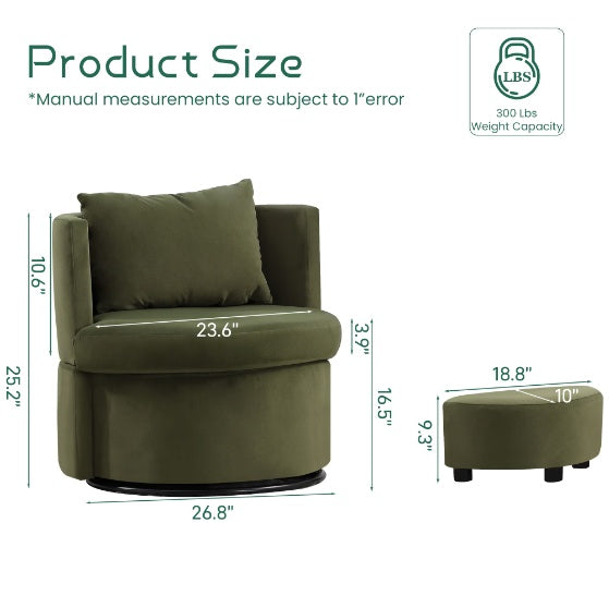 Upholstered Bucket-shaped Dining Chair With Ottoman