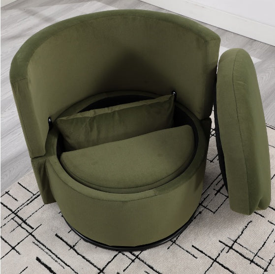 Upholstered Bucket-shaped Dining Chair With Ottoman